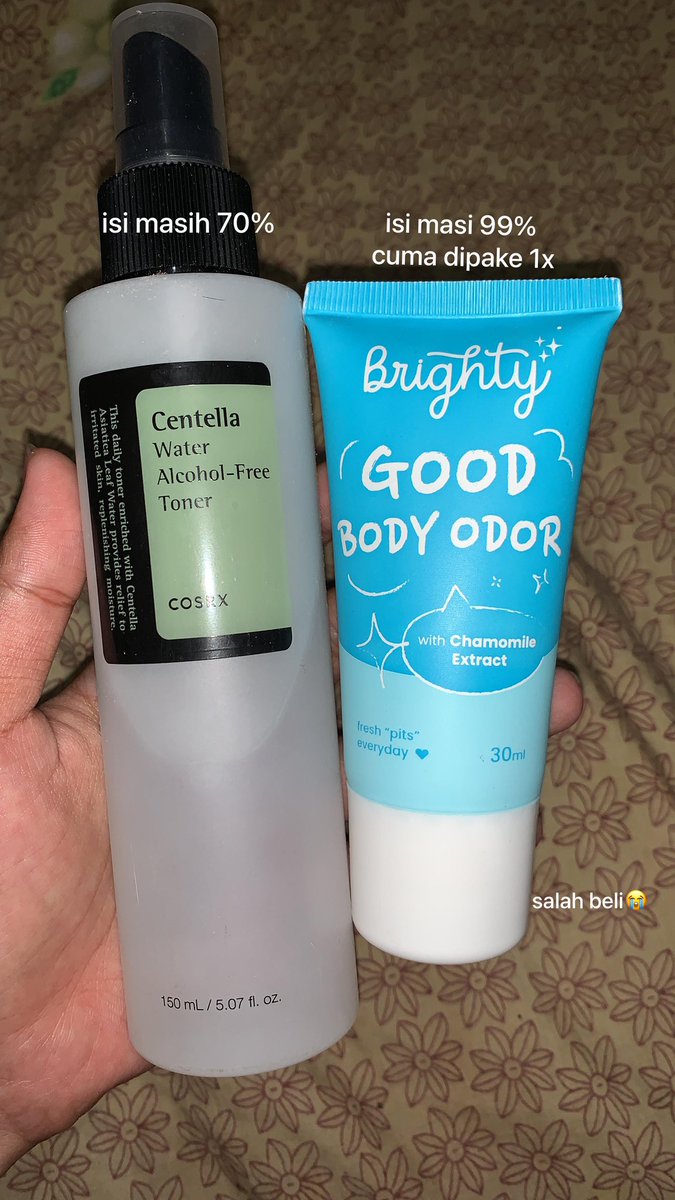 luvbillish's tweet photo. ada yg mau angkut ga ya toner centella cosrx + deodorant brighty ambil semua 100k 
📍dom sby 
aku beli semua ori ya di shopee mall nya (ada history belinya kl ga percaya) 
dijual karna salah beli 
#cosrx #preloved #skincare https://t.co/AjWA9evjWR
