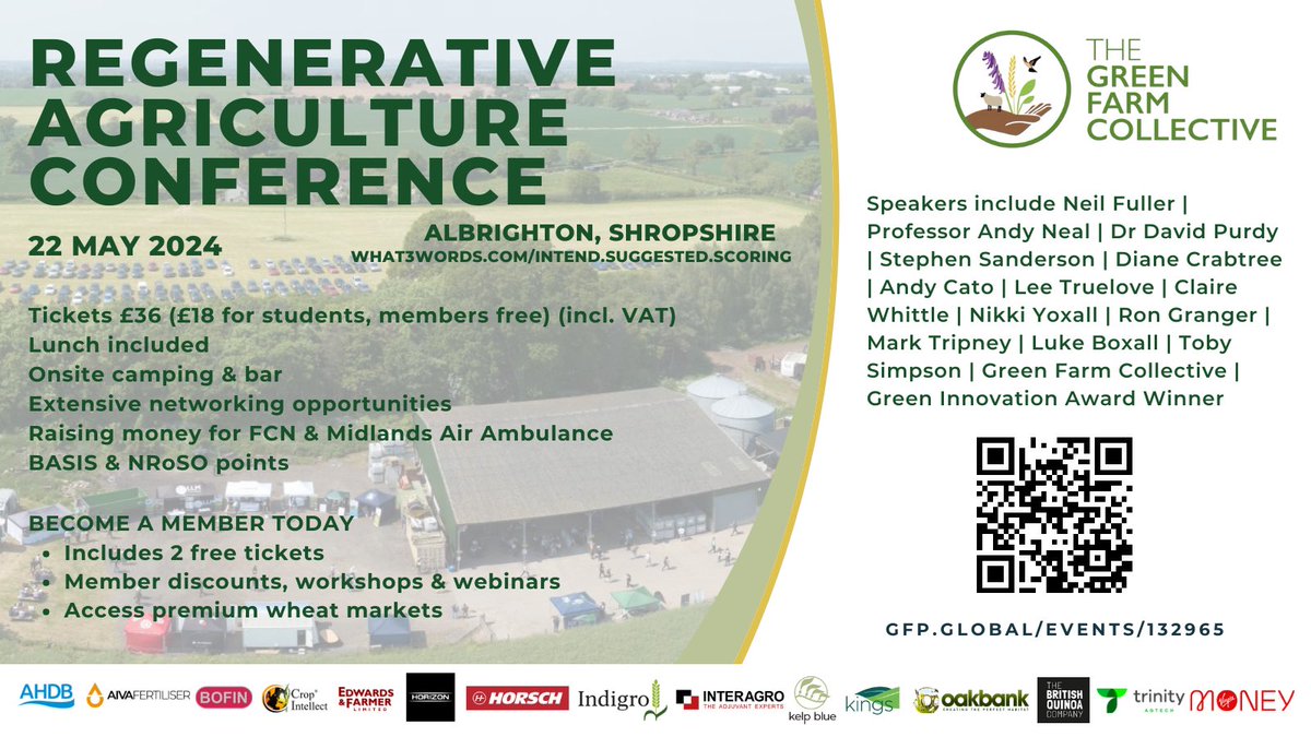 Our Regenerative Conference #GFC23 tickets can be found here 👉🏽gfp.global/events/132965 top lineup of speakers-more info to follow #RegenerativeAgriculture #RegenAg #soilhealth #planthealth #peoplehealth
