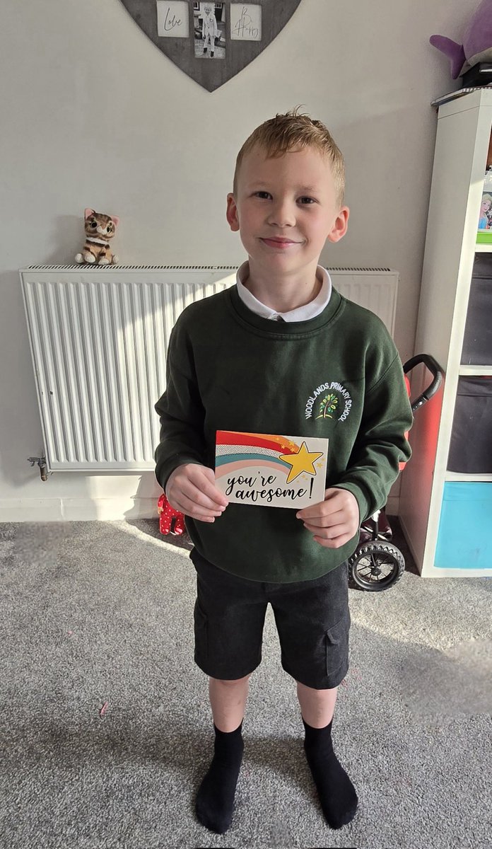 J was over the moon to get his postcard, thank you @Woodlands3HH 🌟