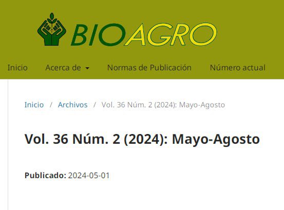 📗Publicado V 36 (2) de la revista Bioagro 
revistas.uclave.org/index.php/bioa…