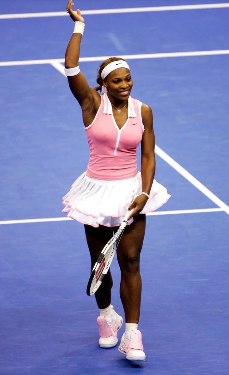 Serena Williams wearing leopard print tennis dresses while playing in the 2014 US open. I also adore her pink and white outfit at the 2004 WTA tour championships