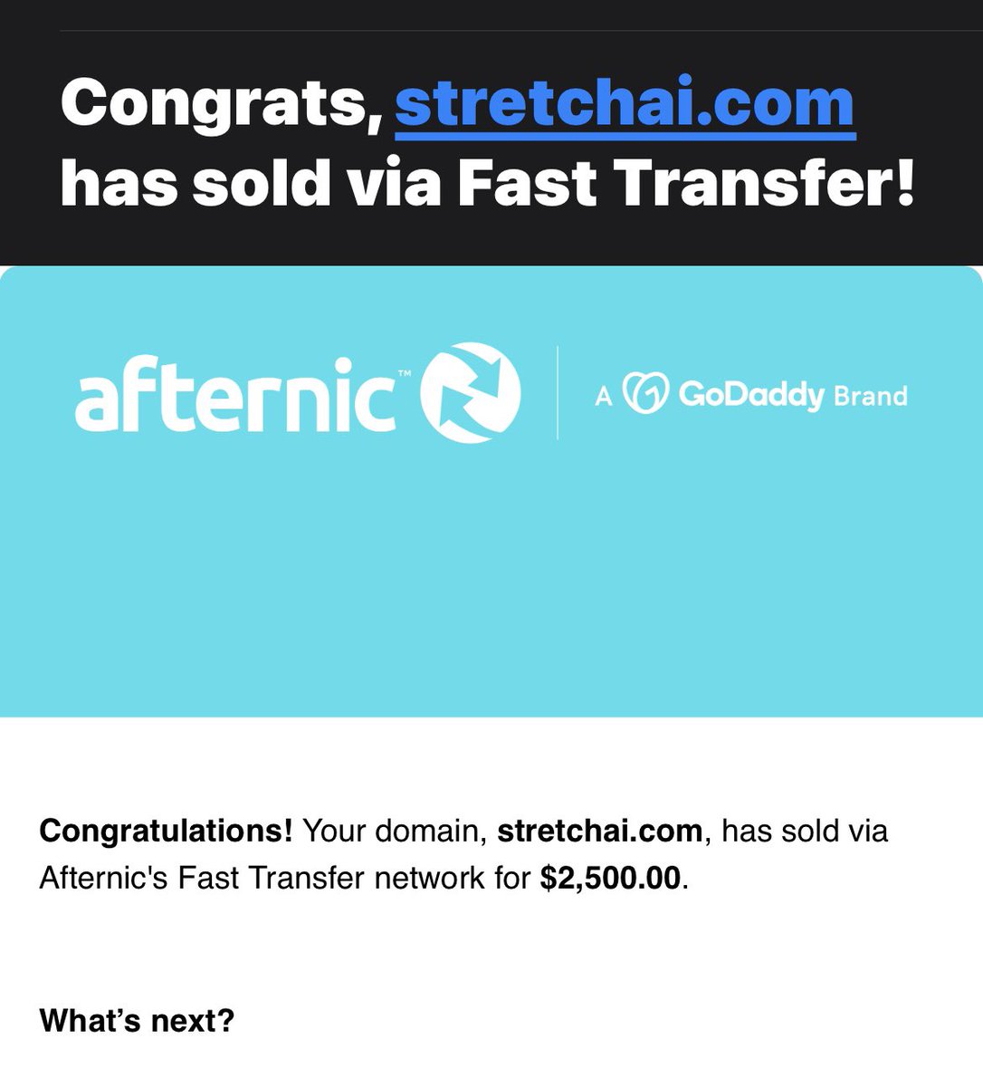 Wrapped up April with a sale from @afternic, negotiated lead through afternic broker. Decided to accept a price lower than my bin to try to salvage a bit of a crappy month. Hoping May will be much better. Cheers! #afternic #godaddy #domain #domains #domainnames #domaining