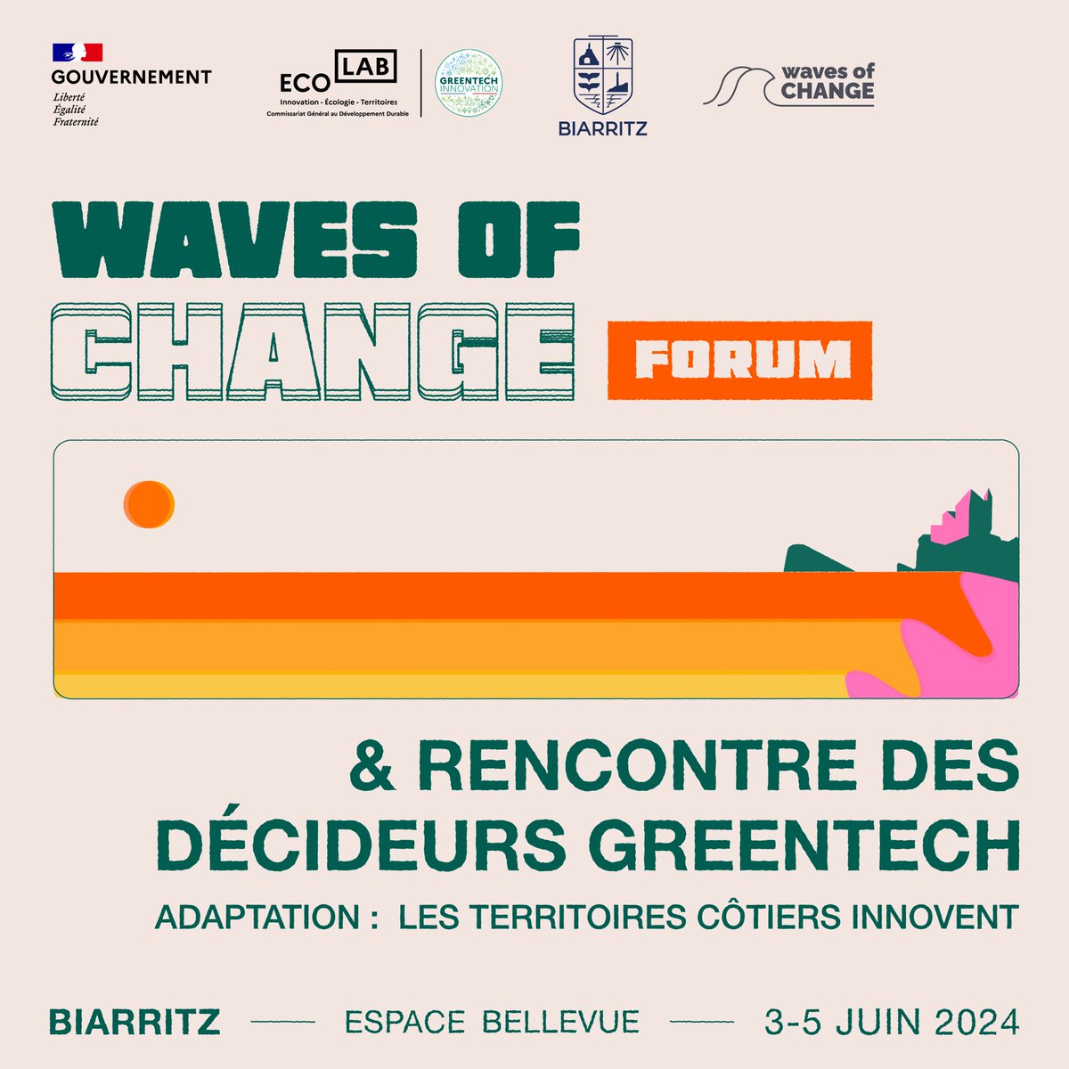 💥 1 month (June 3-5) until the Waves of Change Forum 🌊 in @Ville2Biarritz 

Are you ready to join us ? Not yet ?  It is easy :

 🔹 Take your 2024 membership wavesofchange.earth/join

🔹 Confirm participation to the Forum 
forum-woc-rdg.vimeet.events/fr/

💚💙 @GreentechInno