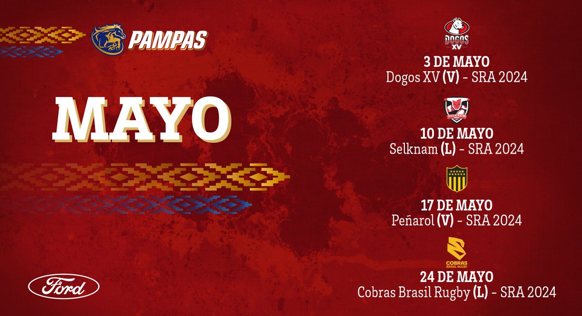 ¡𝘔𝘢𝘺𝘰 𝘦𝘯 𝘗𝘢𝘮𝘱𝘢𝘴! Nuestros partidos del mes 🫡

#SomosPampas