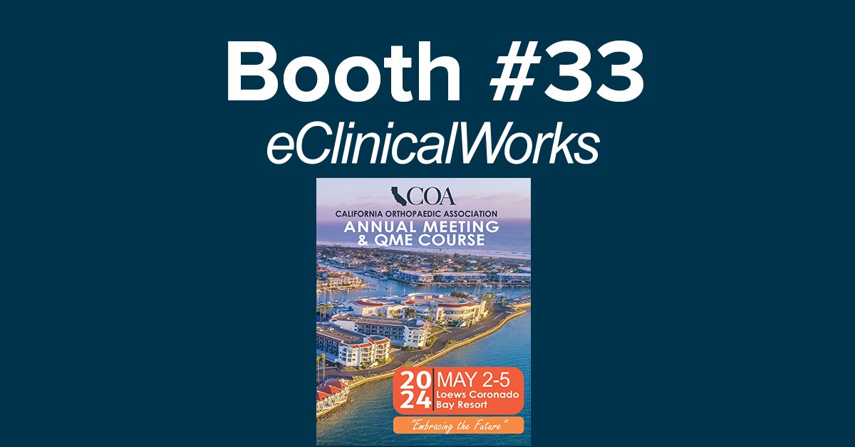 Visit us at booth #33 at the COA 2024 Annual Meeting to learn how eClinicalWorks provides cloud-based solutions for Ambulatory Surgery Centers, including scheduling, inventory management, and documentation solutions for procedures and anesthesia notes.