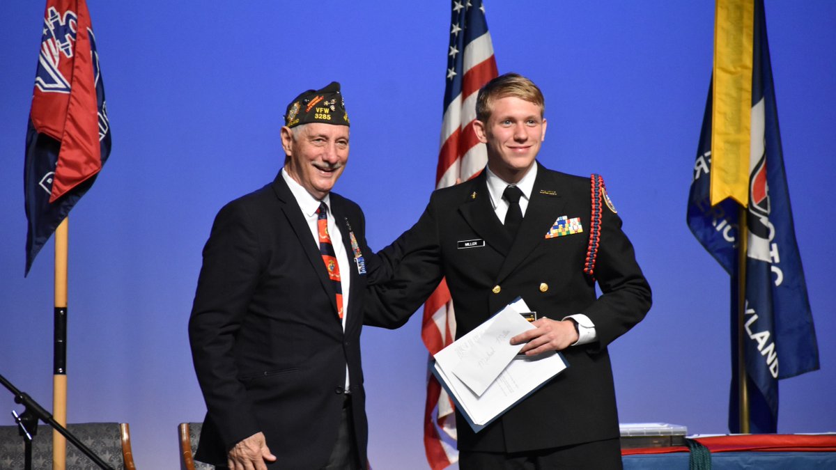 #Frederick #VFW Commander Joe Allen presented the VFW medal to Cadet Michael Miller at the Governor Thomas Johnson High School NJROTC Awards Ceremony last night!