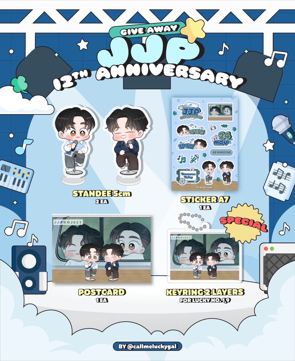 ꔛ𓈒*pls rt 

Giveaway JJ Project 12th Anniversary
꒰10 sets꒱ ˚◞♡ 💙

☁️2 Questions
☁️Form: 23.05.2024 (20.00)
☁️Shipping fee: 49-

#JAYB #JINYOUNG #JJPROJECT 
#JJP #JJProject12thAnniversary