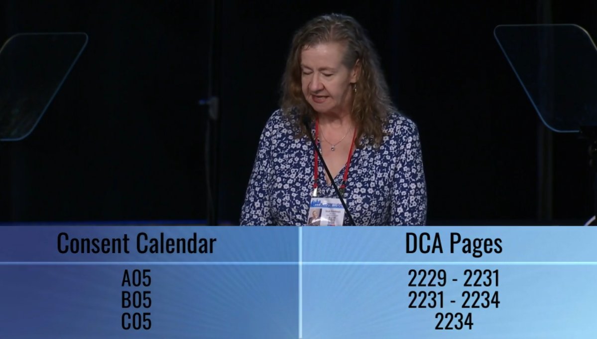 #UMCGC is now voting on Consent Calendar A05 that includes 22 items. Chair calls for its adoption. Vote result: 692 (93.14%) YES | 51 NO - motion passes #UMCGC