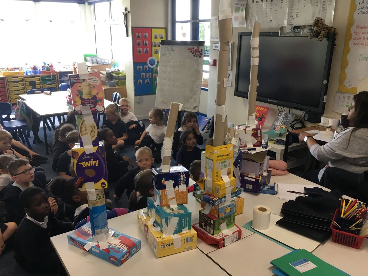 Today year 1 have been learning about wide, flat bases and buttresses. They used their knowledge to make the tallest tower they could with a stable and sturdy base. #DesignAndTechnology