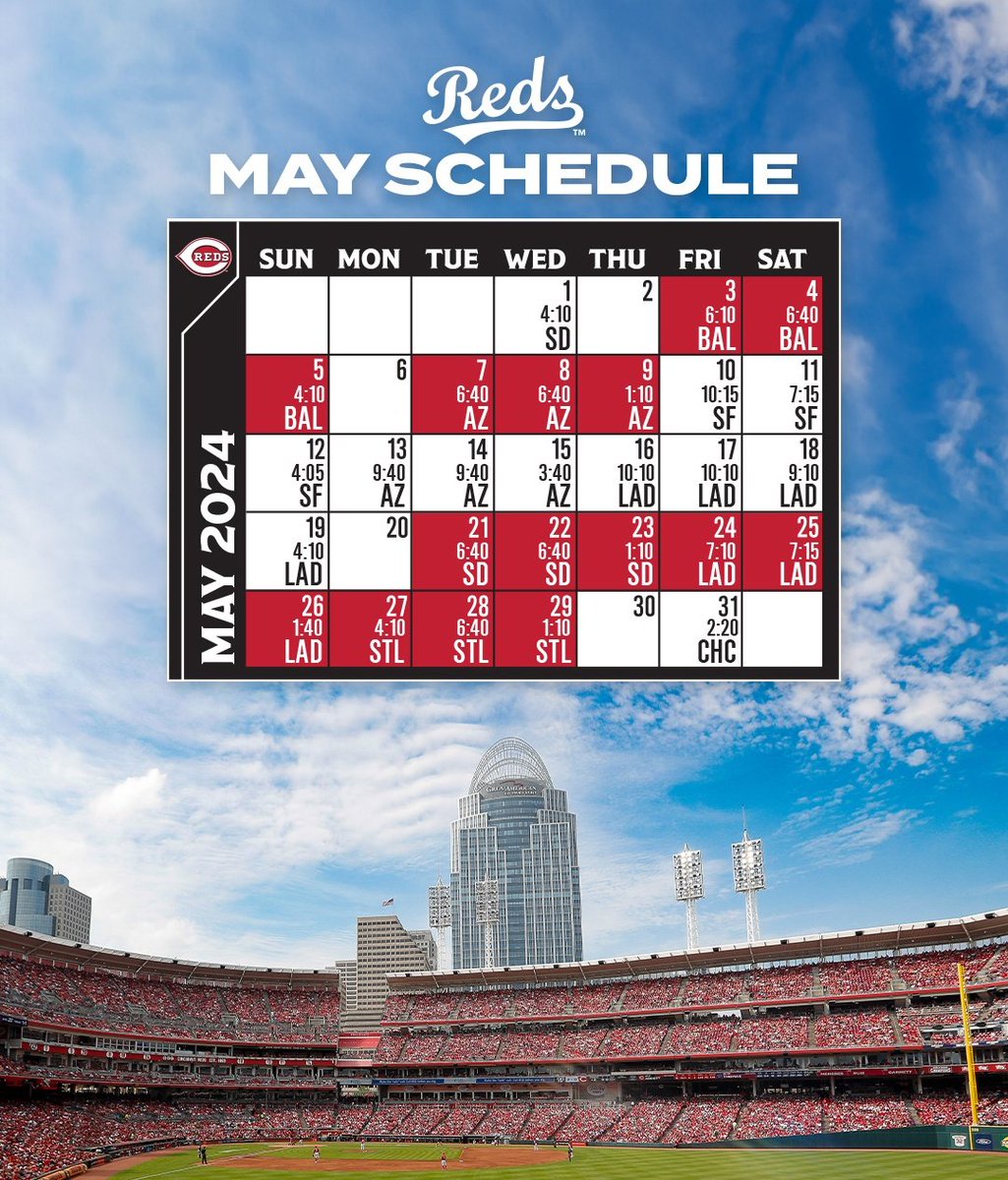 May Schedule for the Redlegs 🔴⚾ #ATOBTTR