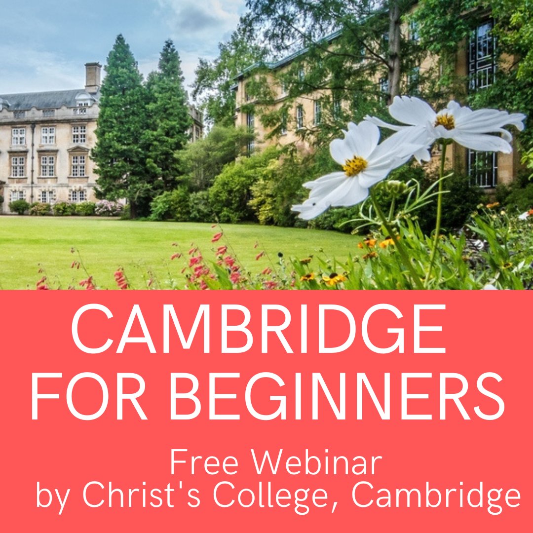 15 May 16:30 webinar for #Year12 or #Year11 students who would like an introduction to #CambridgeUniversity and links for further support. 
Book a place: christs-cam-ac-uk.zoom.us/webinar/regist…

#S4Scotland #S5Scotland