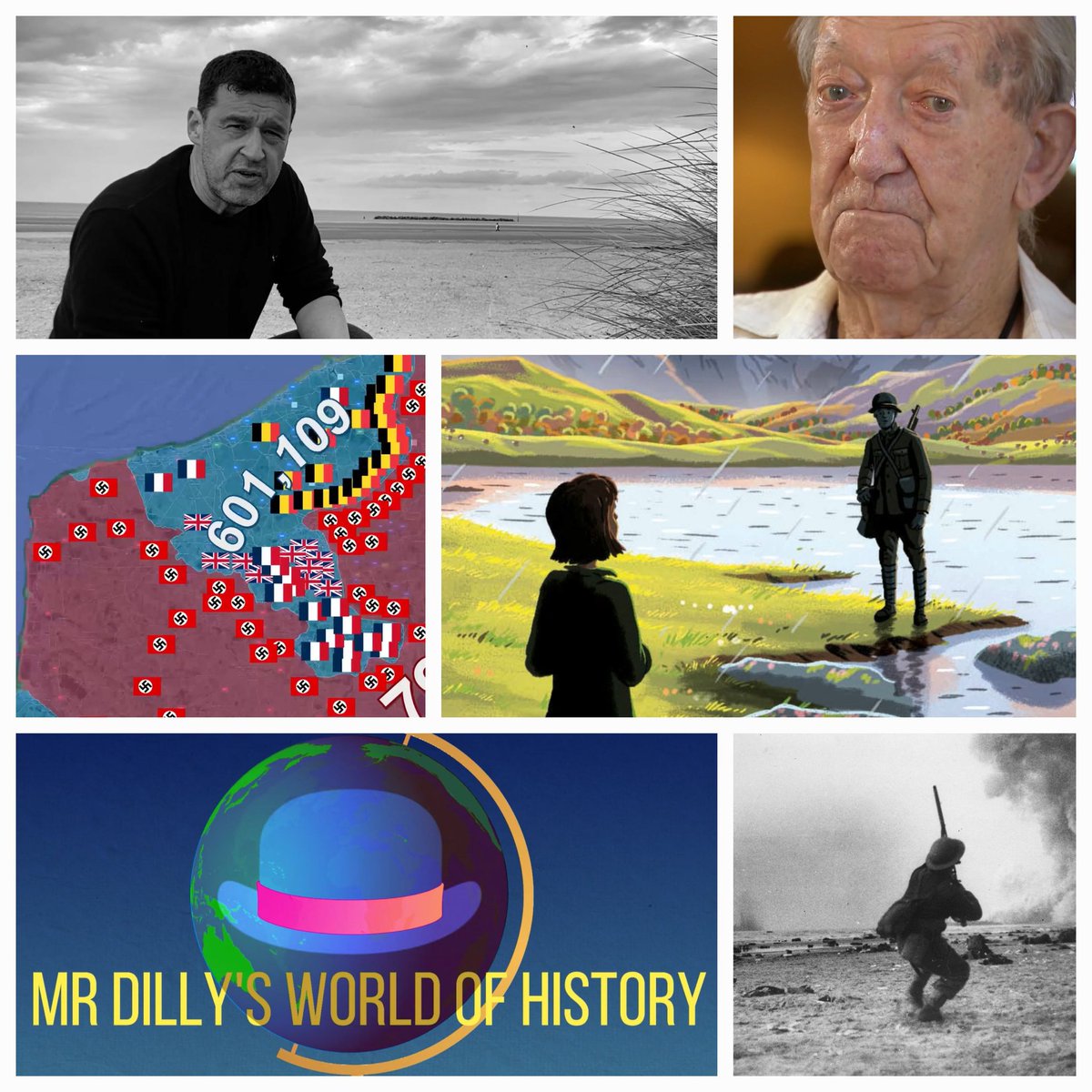 Some stills from the Mr Dilly's World of History Angel of Grasmere #WWII event that me & @tompalmerauthor are presenting next week. Moving, educational & inspiring. Join us FREE, live & virtual 9th May 11am Book tinyurl.com/2ep5a6rp #edutwitter #kidlit #dunkirk #History