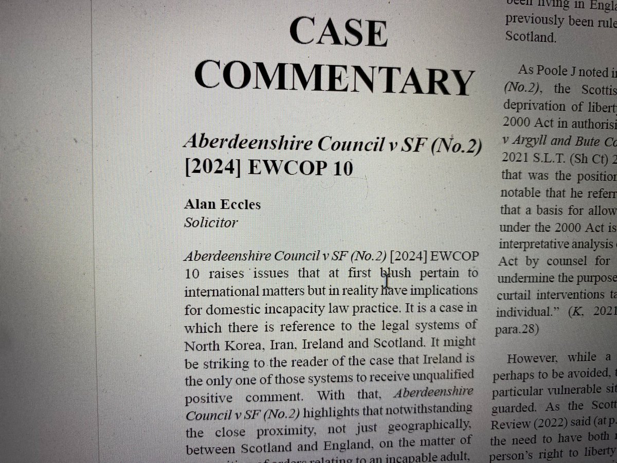 Decision which featured the legal systems of North Korea, Iran, Ireland & Scotland. Only Ireland received unqualified positive comment! Will a Sc guardianship be recognised in E&W? Well, it depends. In the decision in this case commentary for Scots Law Times, the answer is ‘no’.