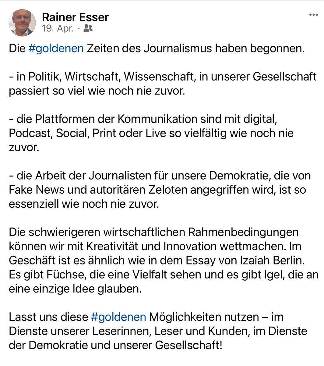 wahre worte von rainer esser, den ich schon vor 20 jahren als spannende persönichkeit erleben durfte. ein kontrapunkt zu diesem dauergesudere in österreich.