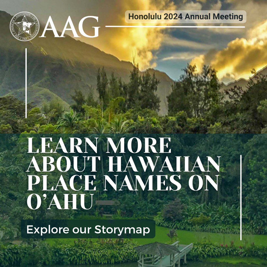 🌺Curious about the meaning and history behind traditional Hawaiian place names on O’ahu? Explore this Story map crafted by Media & Communications intern Aidan Clark to uncover their significance! 🗺️ #AAG2024 #AANHPIMonth storymaps.arcgis.com/stories/b86c77…