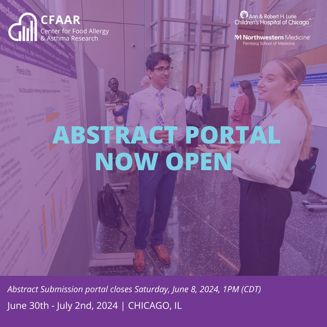 Submit your abstracts for the 2024 GFAPS/PFACC/SAEFA meetings! The focus of this poster session is to highlight research on food allergy prevention, equity, treatment & other related conditions. *All accepted abstracts receive FREE meeting registration! bit.ly/3PExAeO