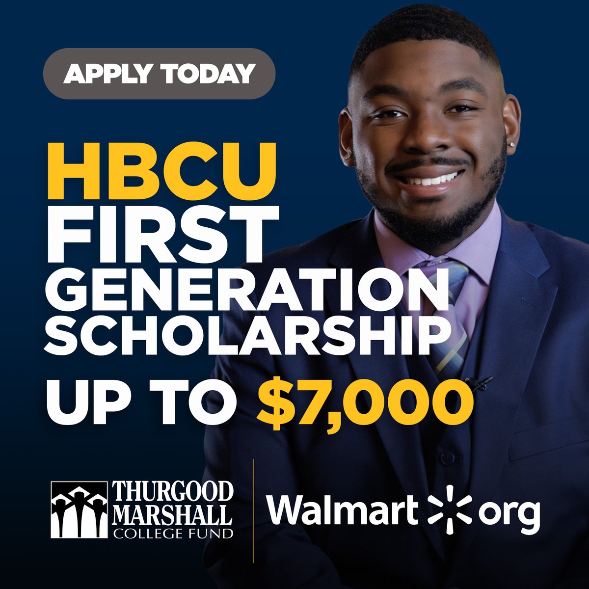 Thurgood Marshall College Fund & the Walmart Foundation are proud to offer first-generation scholars financial assistance of up to $7k! Open to full-time freshmen attending a @tmcf_hbcu member school in the 2024-25 academic year. APPLY TODAY tmcf.org/students-alumn…. @WalmartOrg