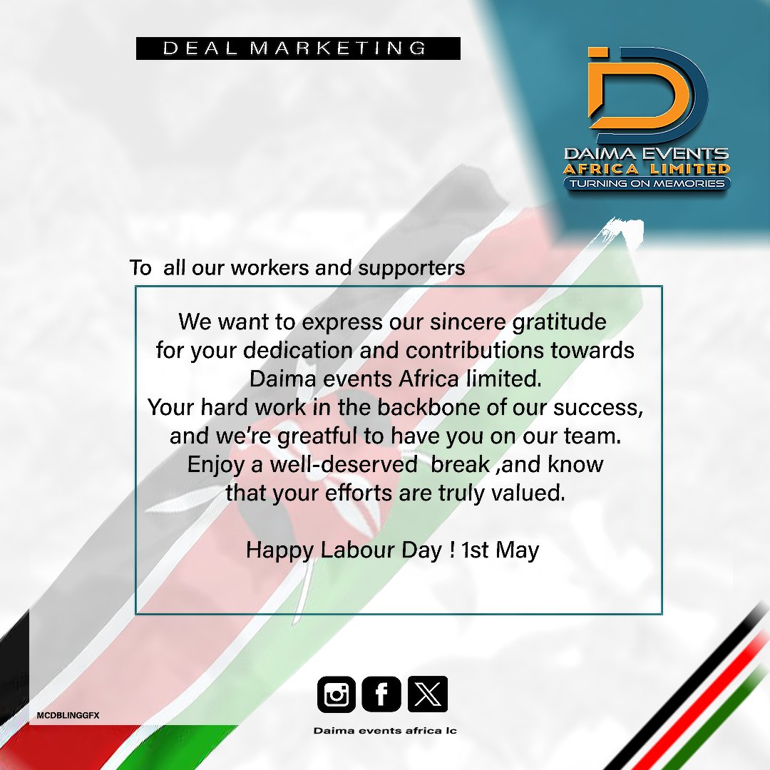 Daimaeventslc's tweet photo. Wishing you a peaceful and rewarding Labour Day filled with appreciation for your invaluable contributions to society. May this International Labour Day bring you renewed energy and motivation to pursue your goals with passion and dedication. Happy May Day ! https://t.co/HoCuchlhdF