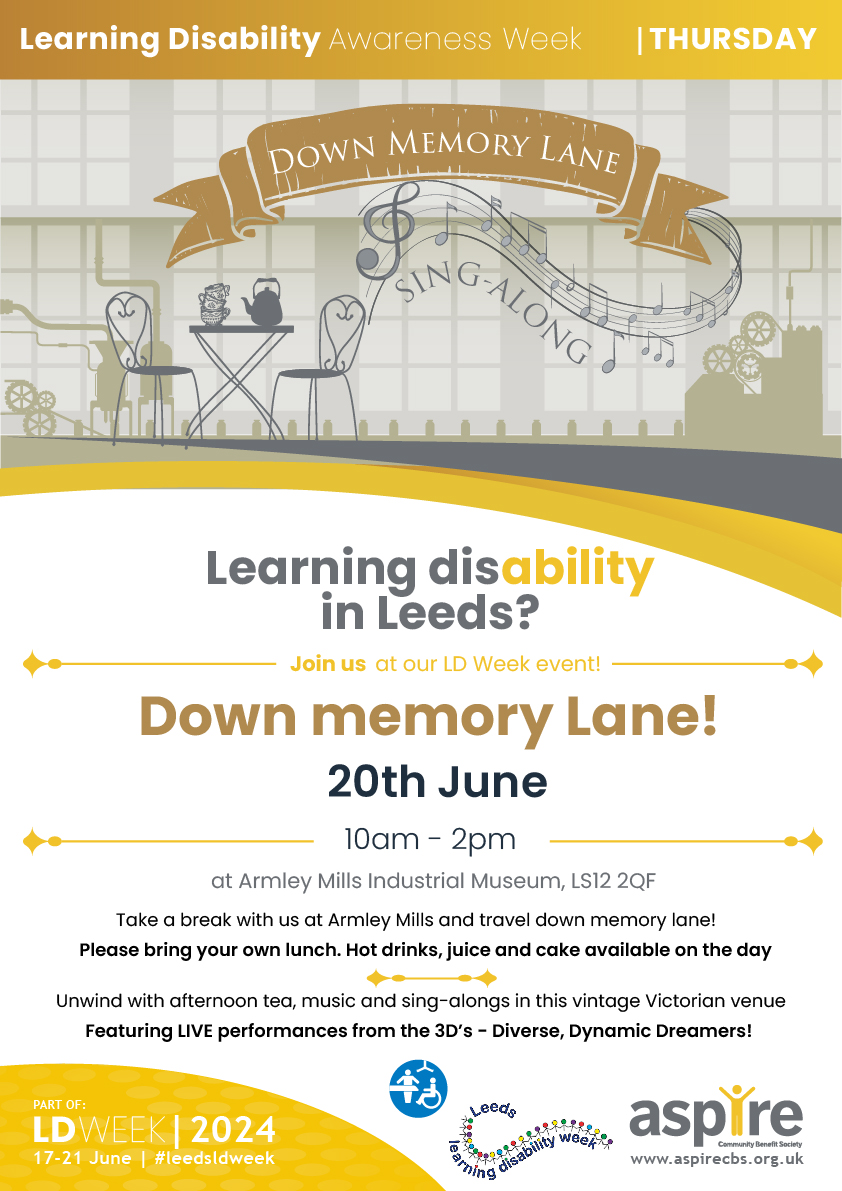 ⏳Down Memory Lane⌛️ #FREE #leedsldweek event where we take a trip to the past with museums, vintage cinema and singalongs! Featuring the debut performance of the 3Ds (Diverse, Dynamic Dreamers) ⏰WHEN: Thurs 20th June 10am-2pm 📍WHERE: Armley Mills Industrial Museum