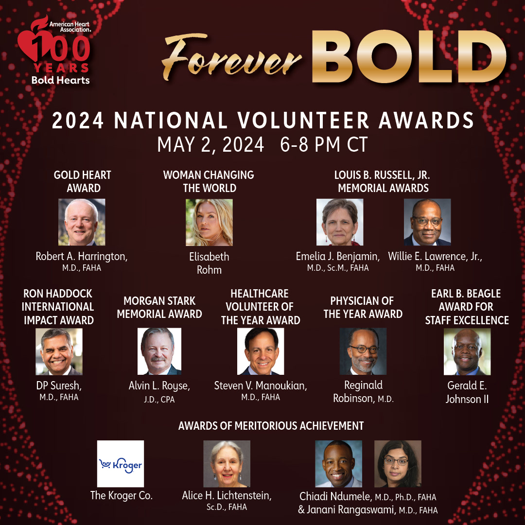 Join us Thurs., May 2 from 6-8 p.m. CST for the 2024 Forever Bold National Volunteer Awards LIVE on YouTube! We’ll be celebrating their significant accomplishments to be a relentless force for a world of longer, healthier lives. Congrats to the honorees! spr.ly/6011jysN9