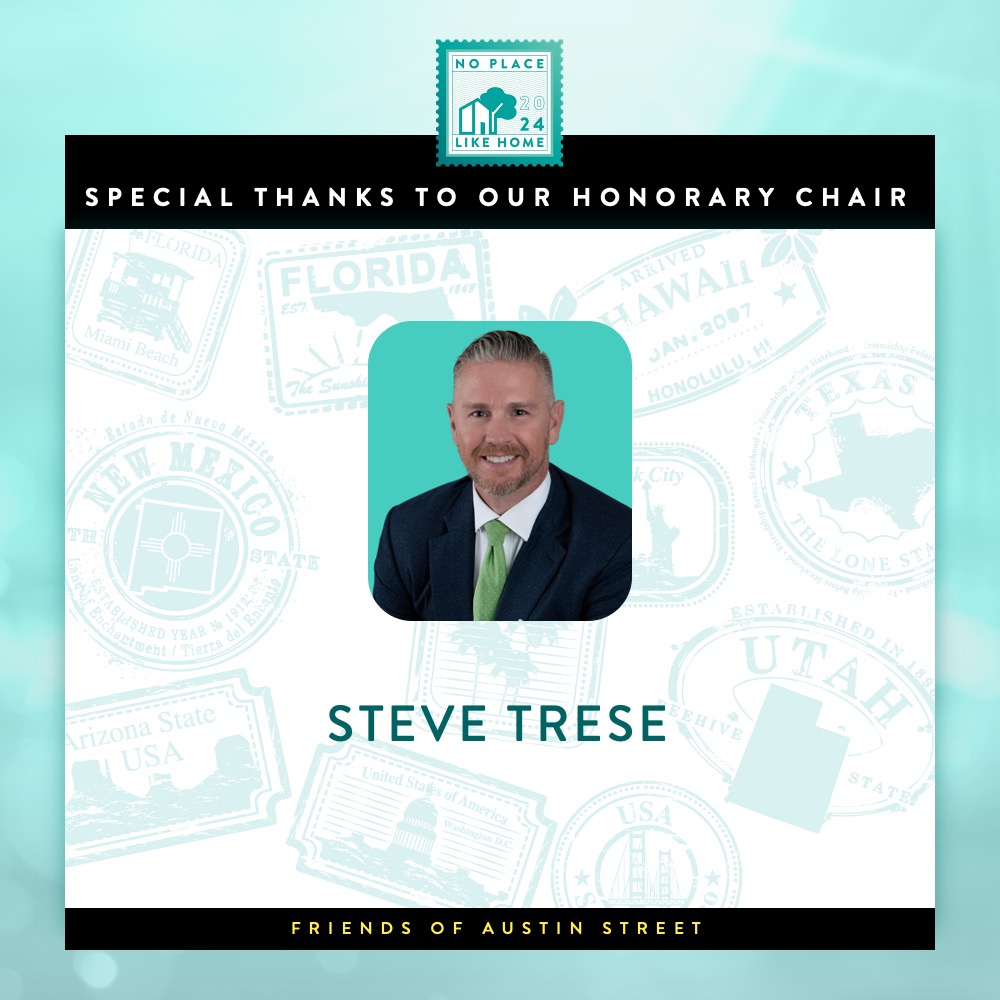 AustinStreetCtr's tweet image. We are excited to announce Steve Trese as the Honorary Chair of our upcoming No Place Like Home event, with Peter Addy and Ross Crawford as Co-Chairs. Thank you for joining us to #HelpThemHome! 🩵