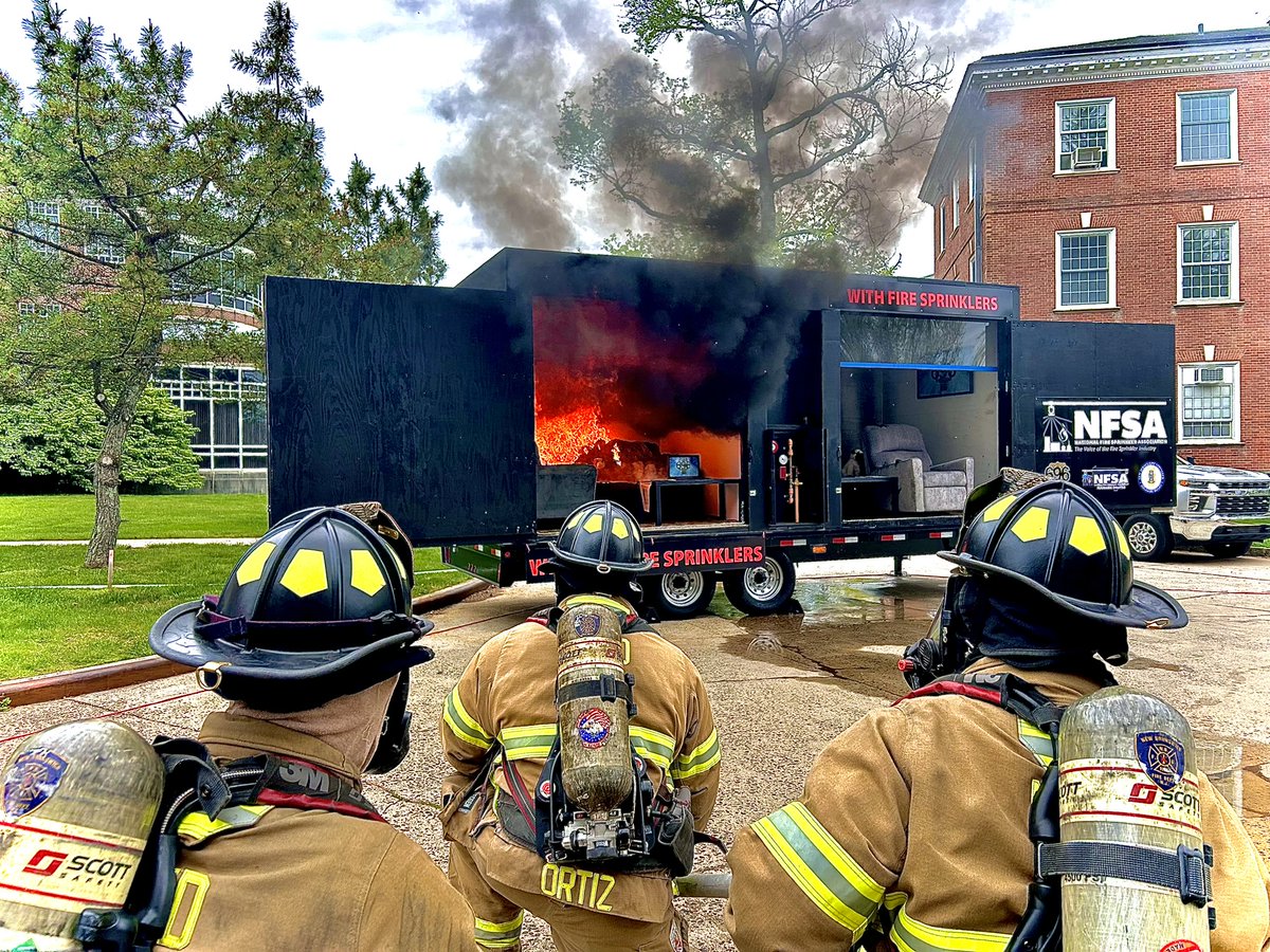 The NFSA Mid Atlantic Team's April: Fire sprinkler burn trailer trained 4 NJ fire depts. Side-by-side trailer demo at Rutgers Day, Cook Campus. New valve trailer at UA Local 24 apprentice competition, and guest speaker for an SFPE expo in Philadelphia.