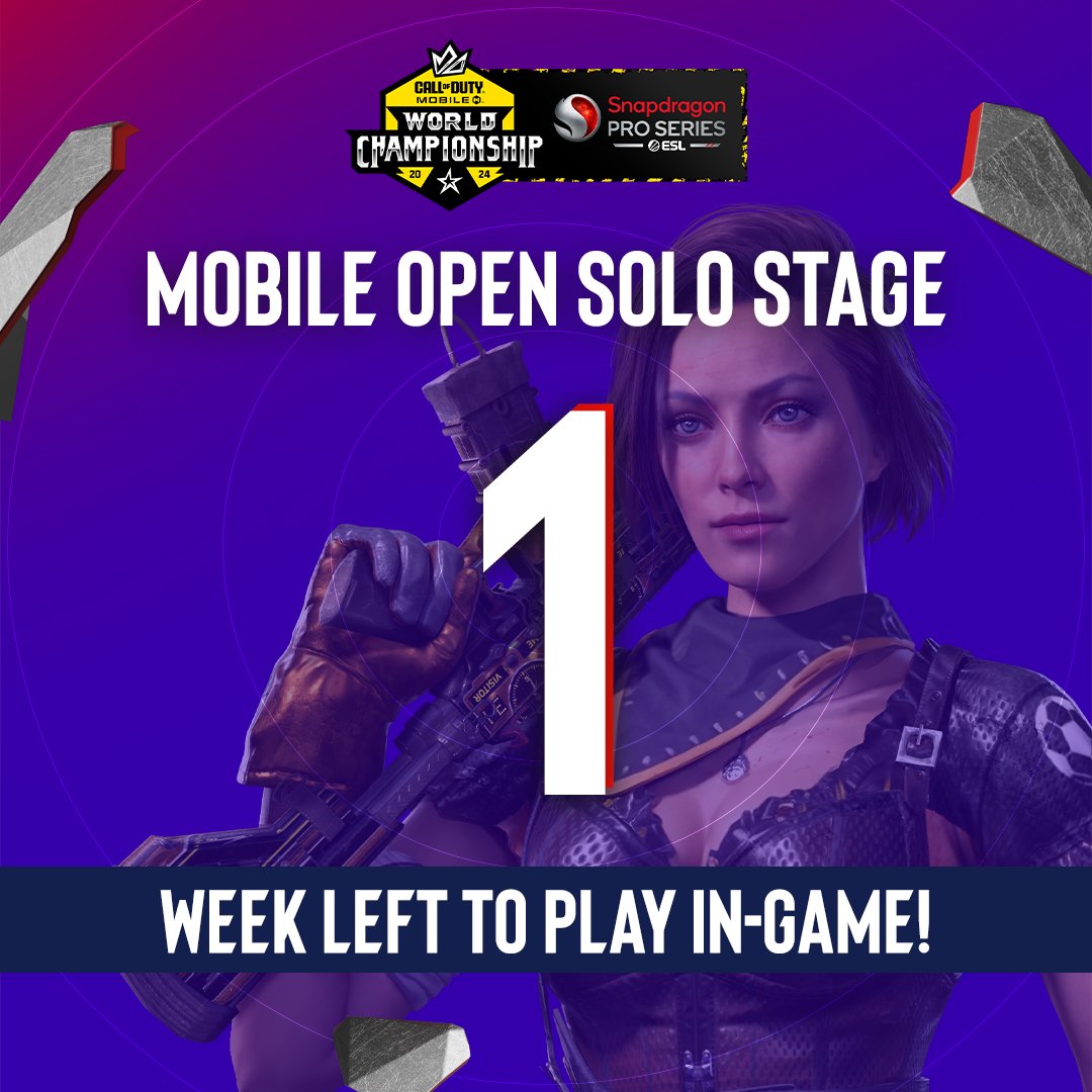 Don't miss your chance to play in this year's #CODMCHAMPS24 x #SnapdragonProSeries World Championship!

You have only 1 week left to qualify to the Stage 2 through in-game play!