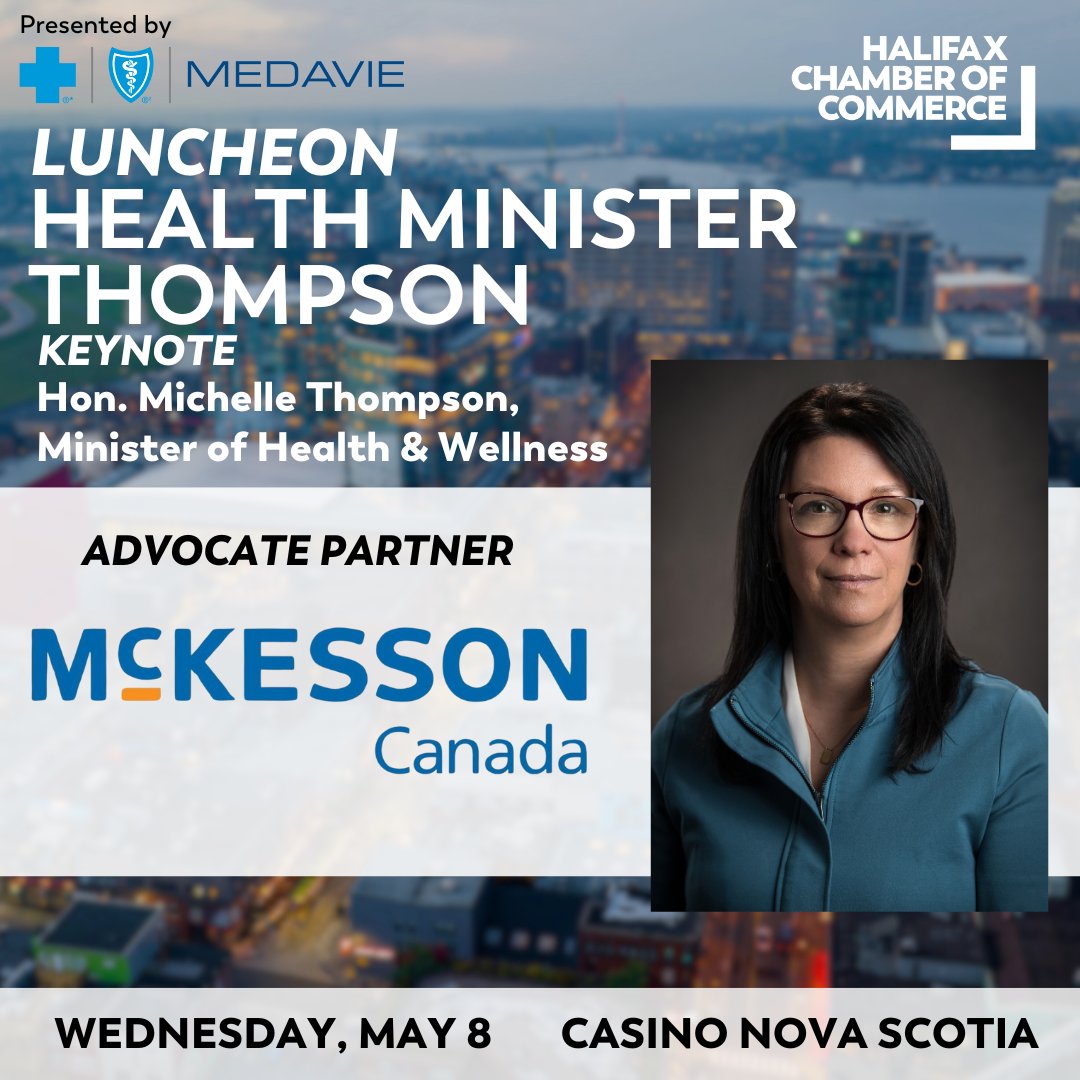 LAST DAY TO REGISTER! We invite you to join us for a luncheon on May 8th at Casino Nova Scotia, featuring a keynote speech from the Honorable Michelle Thompson, Nova Scotia's Minister of Health & Wellness. Secure your spot today at: business.halifaxchamber.com/events/details…