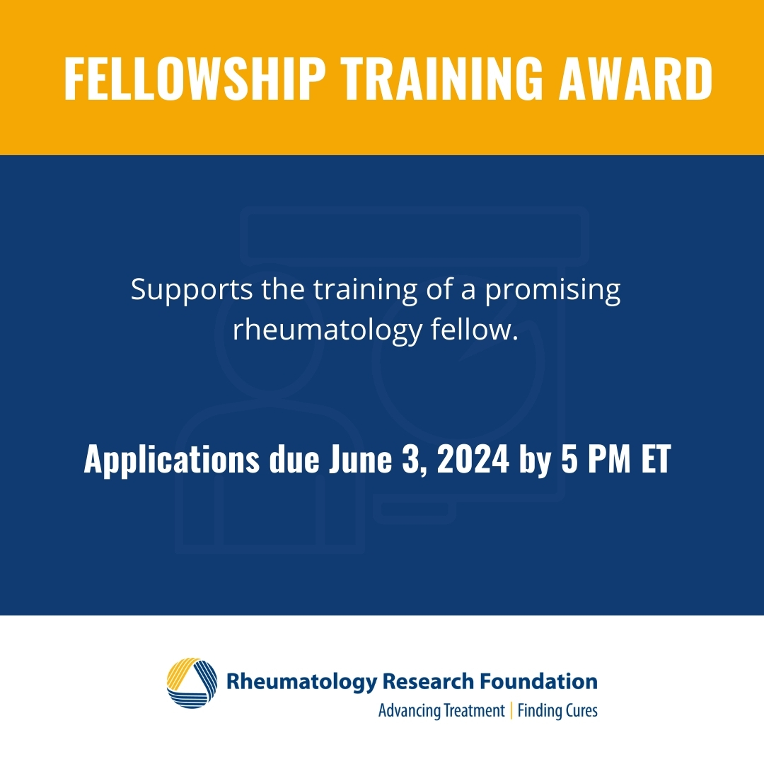 Calling all Fellowship Program Directors: The Foundation’s Fellowship Training Award can help support the salary of any fellow in your ACGME-accredited rheumatology fellowship training program. Apply by 5 PM ET on 6/3 rheumresearch.org/education-and-…