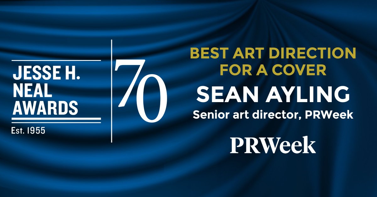 Thrilled to celebrate excellence in B2B journalism at the 70th Annual Jesse H. Neal Awards! This year, PRWeek wins best art direction for a cover in the $3-$7 million category for the “Period Positivity” cover made by Sean Ayling. brnw.ch/21wJlQX #PRWeekUS #SIIA