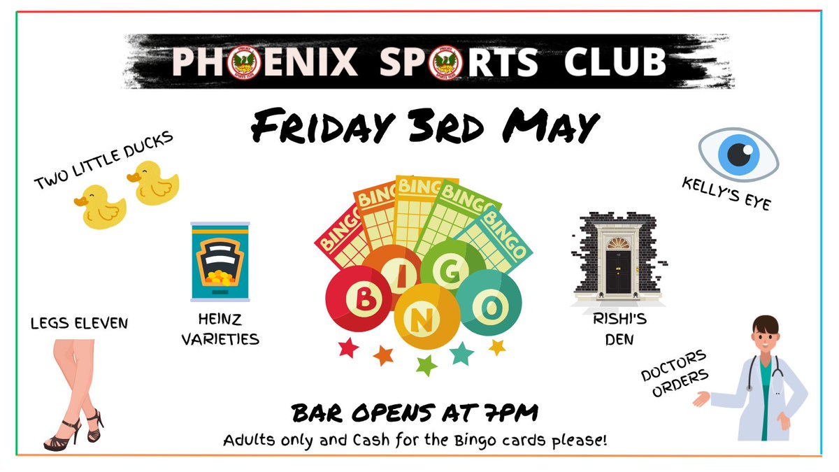 📢 This Friday night is Bingo night at Phoenix Sports Club! There's fun to be had and money to be won, with the bar open at 7pm and Eyes Down shortly after! 👀⬇️ Learn the lingo and come to our Bingo! 🥳🎱 phoenixsportsclub.co.uk/news/bingo-is-…