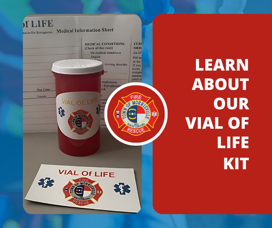The Vial of LIFE kit enables emergency personnel to quickly locate information regarding your medical history in a time of crisis and administer proper medical treatment. Obtain your free kit from any of our 3 fire stations, and learn more at bit.ly/3uJwGGC