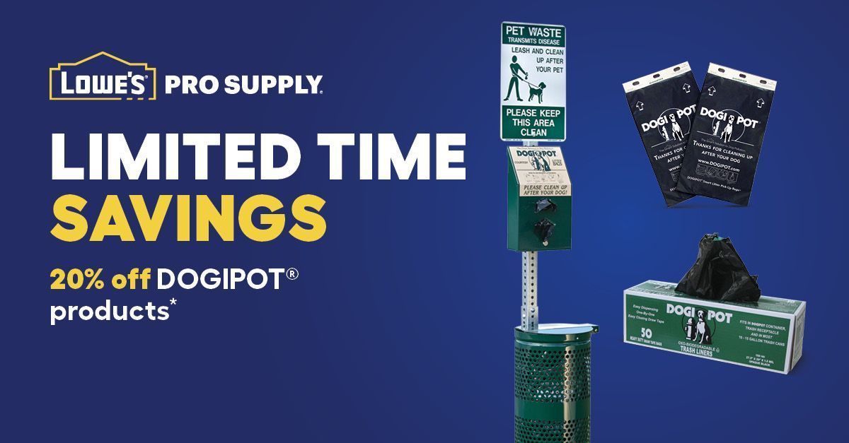 Final chance to save 20% off DOGIPOT products ending on May 3rd. Visit buff.ly/44lyrXX to shop DOGIPOT deals and more. 

#Dogipot
#PetStation
#ProGradeProducts
#WeSupplyThePros 
#LowesProSupply