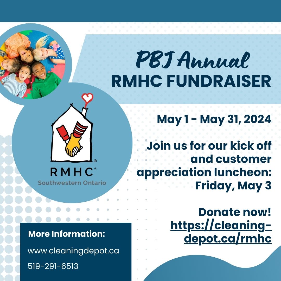 We are running our annual RMHC Fundraiser from May 1 - May 31! Donate now at cleaning-depot.ca/rmhc

LISTOWEL - 519-291-6513
customersupport@cleaning-depot.ca
535 Maitland Ave S Listowel, ON

Walkerton - 519-881-2007
info@cleaning-depot.ca

Owen Sound & Hanover
1-800-939-3559
