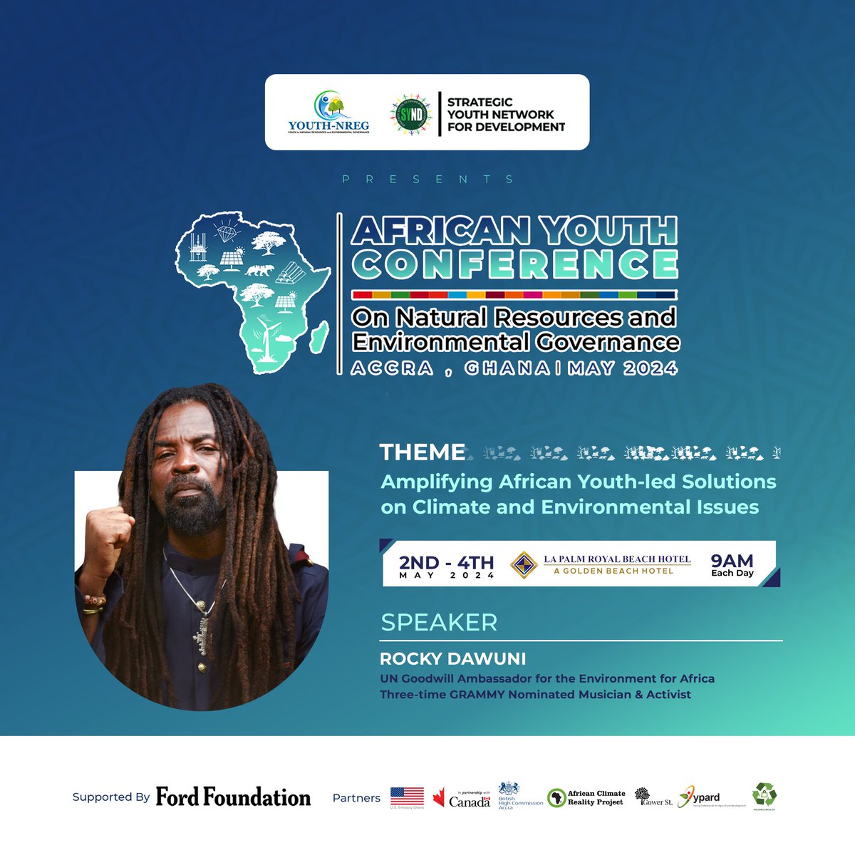Three-time GRAMMY-nominated musician and activist, Rocky Dawuni, will join a high panel at #AYC2024.

Rocky is a UN Goodwill Ambassador for the Environment for Africa, a UN Foundation Ambassador for the...1/5
#AYC2024
#WeAreGathering