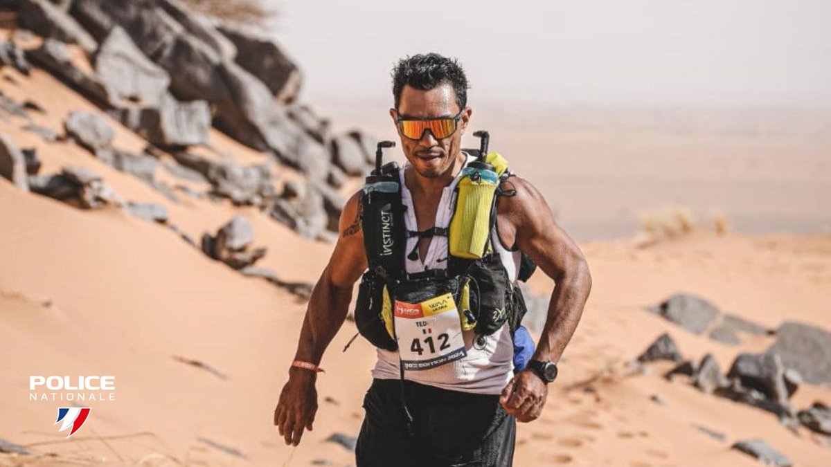 #Sport | 🏜️ Parcourir 250 km répartis en 6 étapes, c'est le défi fou qu'a relevé Teddy, un policier de La Réunion en avril, à l'occasion du 38e Marathon des Sables au Maroc.⏱️ Avec un temps de 48 heures, 16 minutes et 32 secondes, ce policier décroche la 387e place au classement.