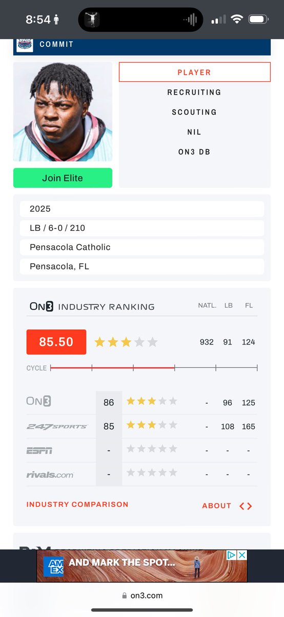 blessed to be ranked a 3 star by @On3sports @ccrusadersfball