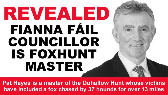 “Masters of the Duhallow Hunt attended [the hunt ball] including...[#LE2024 candidate] Pat Hayes” independent.ie/regionals/cork… #LE24 #Cork #Mallow Please REJECT candidates who support animal cruelty