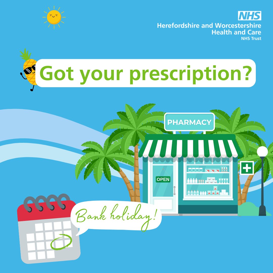 Your local pharmacy may open at different times this #BankHolidayWeekend Check opening times here: england.nhs.uk/midlands/nhs-e… #BankHoliday