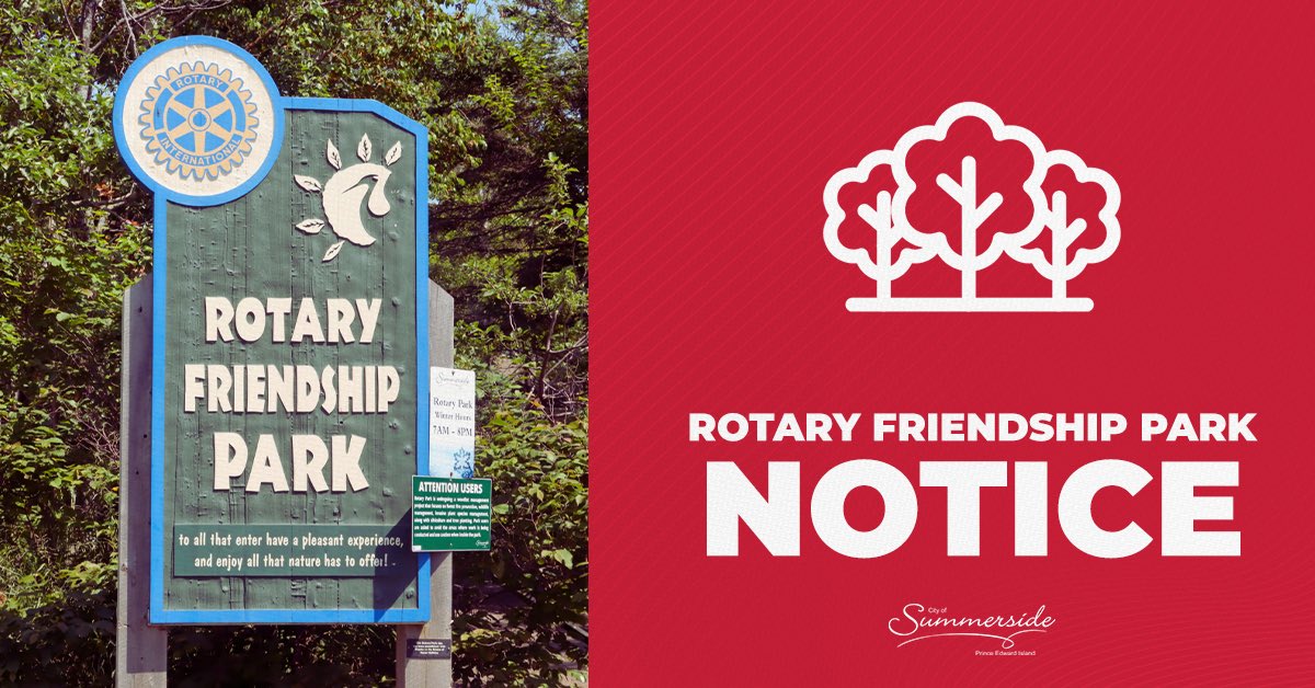 ⚠️ Forestry PEI will be conducting tree work on the property bordering Rotary Park’s “𝐇𝐚𝐥𝐥𝐬 𝐋𝐚𝐧𝐞“ commencing May 2nd. Halls Lane will be closed until further notice. Users of the park are asked to use the main entrance off MacEwen Road. #Summerside 🌳