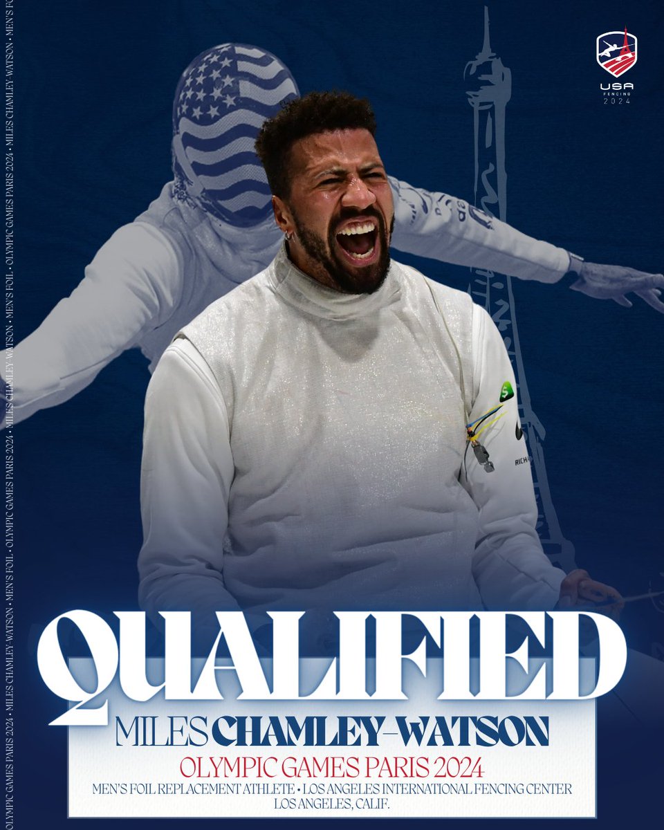 Miles Chamley-Watson is headed back to the Olympics! As the Men’s Foil replacement athlete, he’ll be part of the roster for the team event at the Olympic Games Paris 2024!