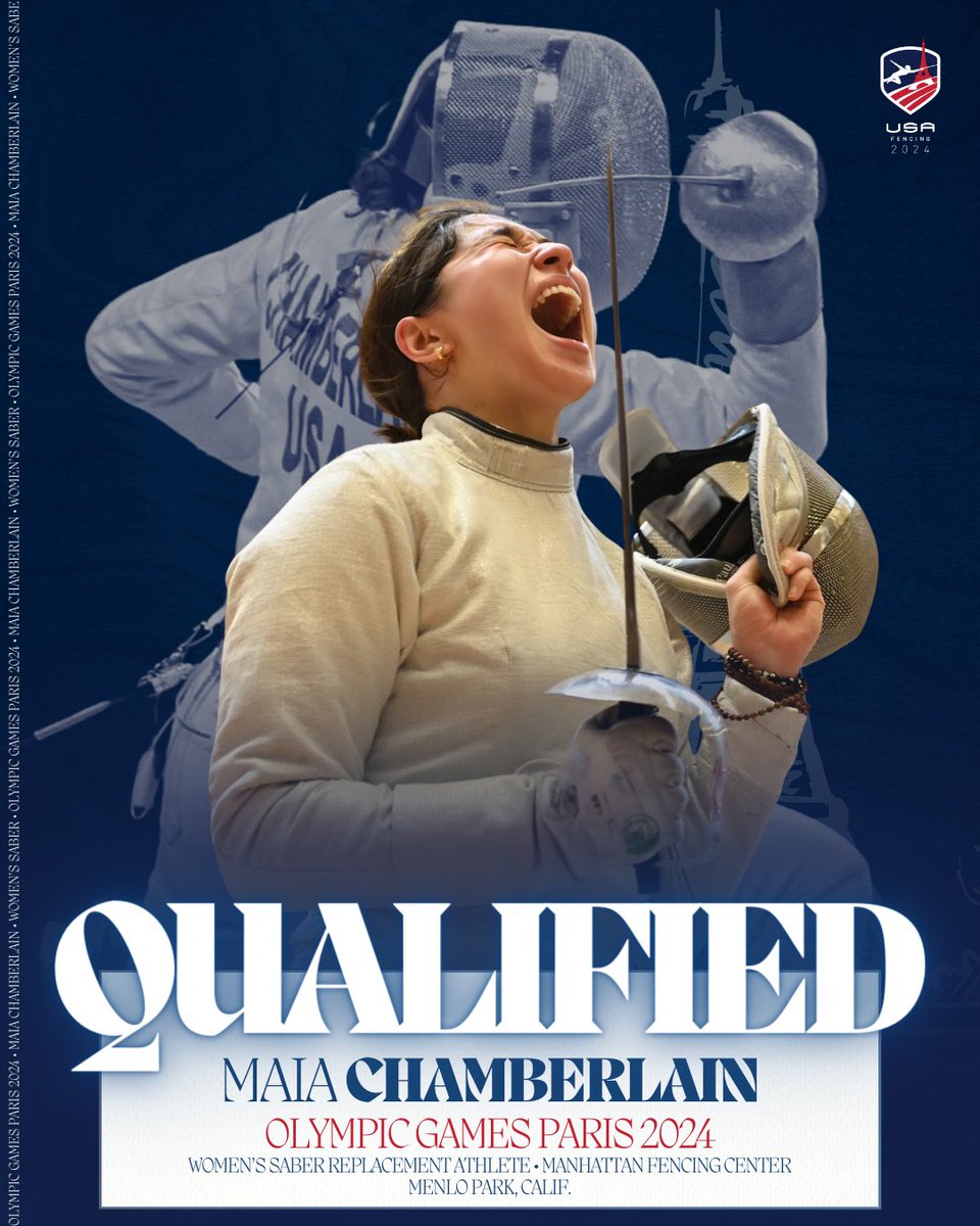 Maia Chamberlain is headed to the Olympics! As the Women’s Saber replacement athlete, she’ll be part of the roster for the team event at the Olympic Games Paris 2024!