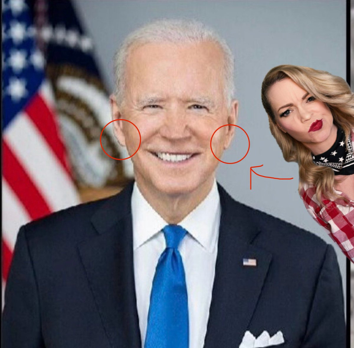 Check out how Biden's ears suddenly un-attached themselves again in the picture below. Are we not supposed to notice they're using really bad doubles, or nah? Still better than the time they poorly green screened him in an interview 'outside.' bitchute.com/video/8vxjqfNi…