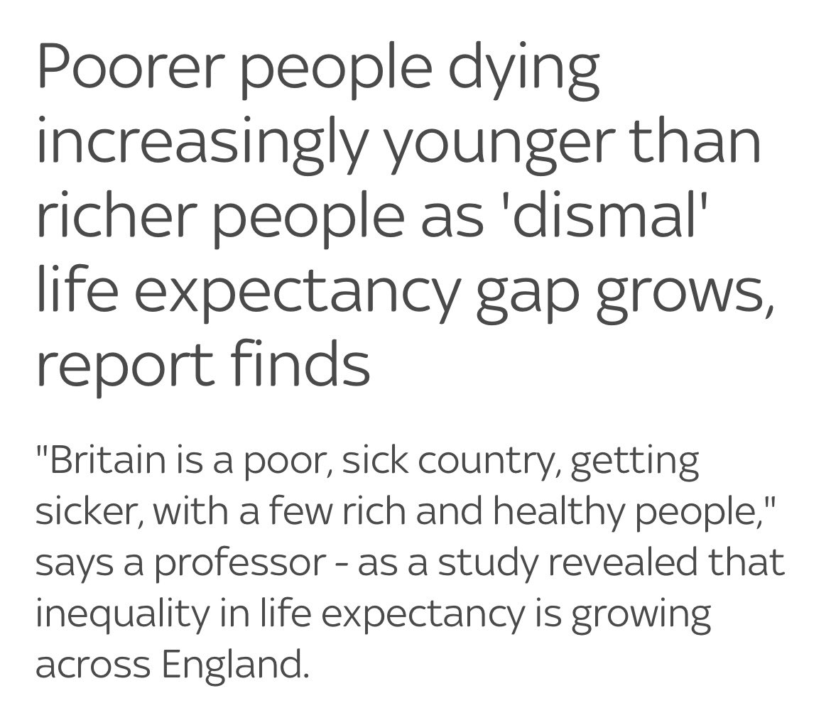 People from poorer areas in England are dying increasingly younger than those in wealthier areas. A woman from a wealthy area in Kensington and Chelsea will live 11 YEARS longer than a woman from a poorer area in that borough. And these gaps are growing.
