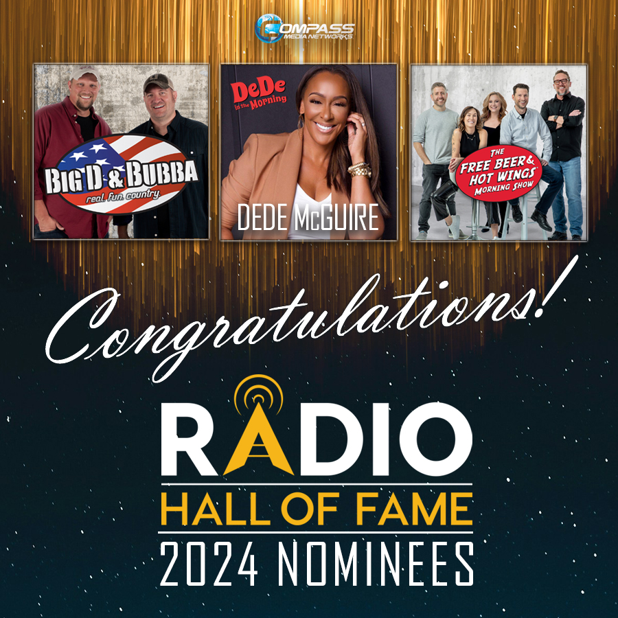 Congratulations to our Radio Hall of Fame Nominees for the Class of 2024! 🤩#RadioStars #Hardwork #RadioHallofFame @RadioHOF So proud to partner with these amazing broadcasters and talent 🎙️💪💯

🏆 @bigdandbubba 
🏆 @DeDeinthemornin 
🏆 @fbhwshow
