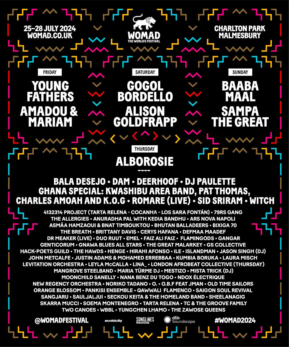 @WOMADfestival has just announced the final additions to the 2024 line-up! Tickets, info and more details on the artists here – womad.co.uk