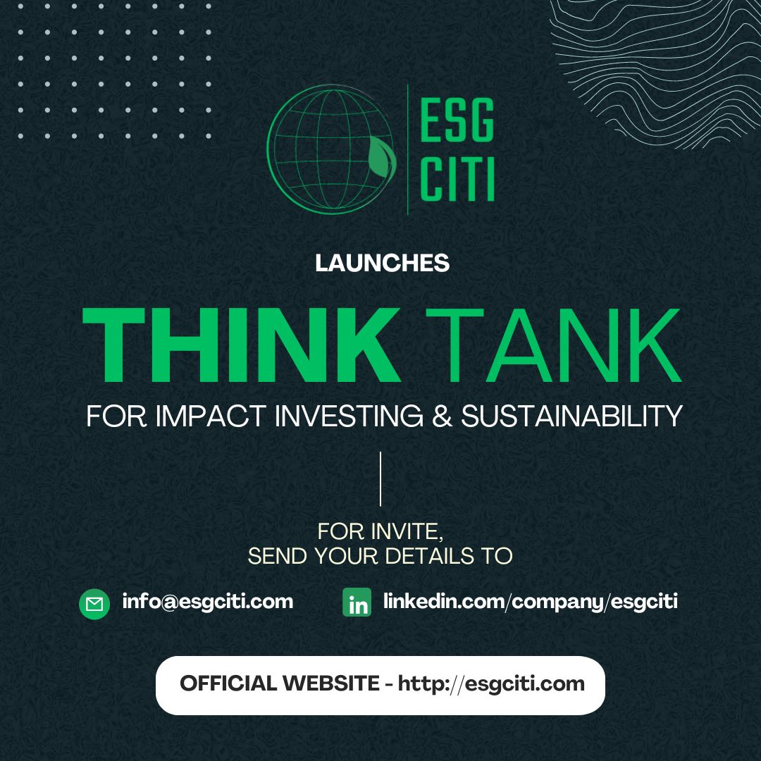 Announcing Think Tank for #Impact #Investing & #Sustainability.  To get invite visit  - linkedin.com/feed/update/ur…
 
#thinktank #leadership #community #network #investors #sustainability  #esg #climate #CircularEconomy  #impactinvesting #sustainablefinance #esgciti #india #VCs