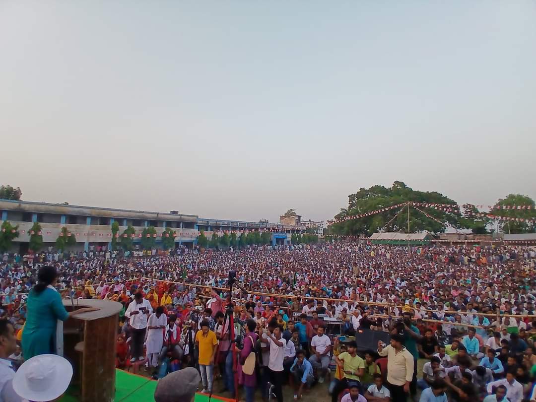 Jalangi done ✅ The pictures will speak for themselves. Minakshi Mukherjee and @salimdotcomrade and spoke in this massive gathering,along with Congress leaders . Left-InC candidate Com.Salim will win by a huge margin . Tomorrow Raninagar