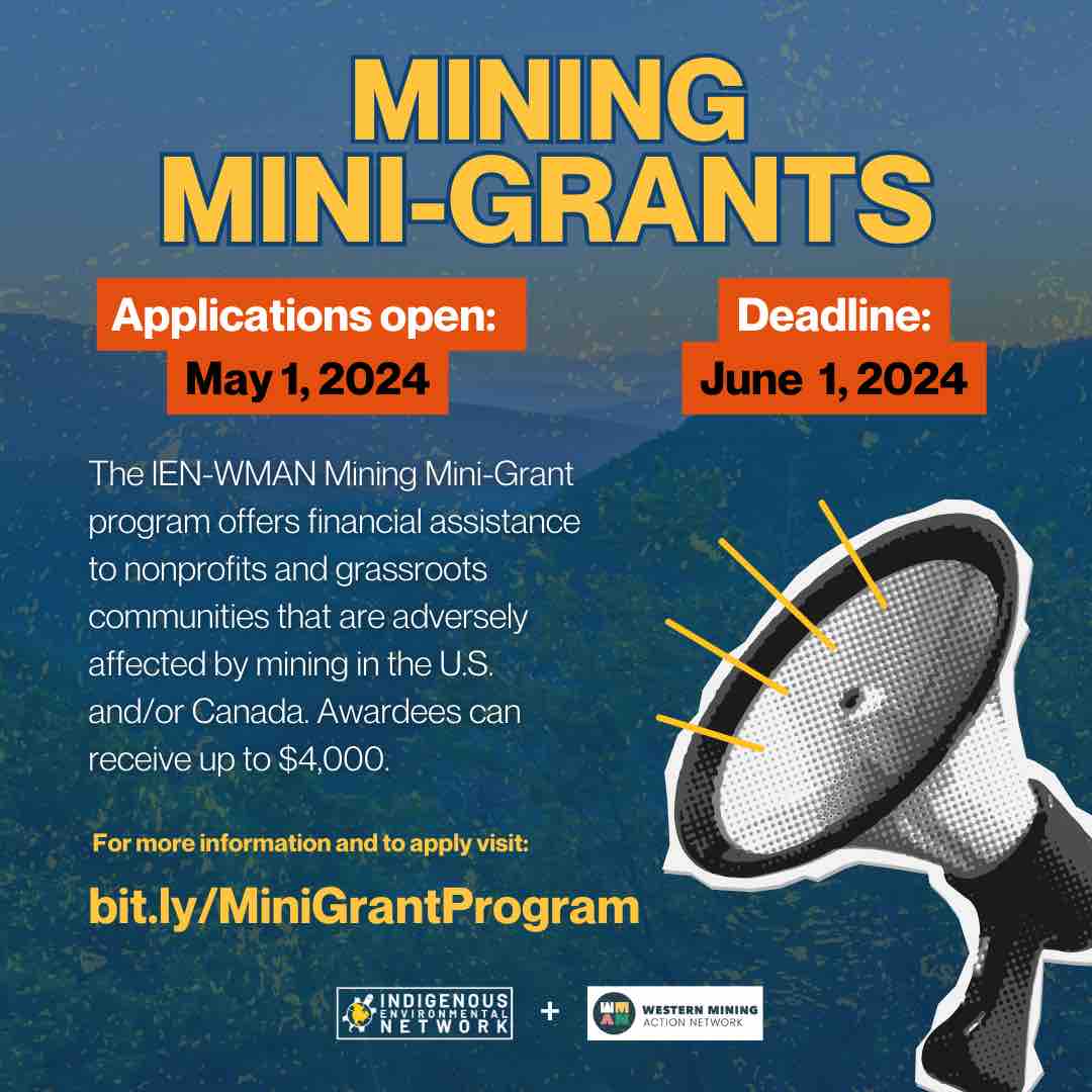 ❗MINING MINI-GRANT ANNOUNCEMENT❗ Is your community threatened or affected by mining? $4,000 grants are available to support legal & technical expertise, communications, mobilization, travel, gatherings, and more! For more information and to apply, visit bit.ly/MiniGrantProgr…