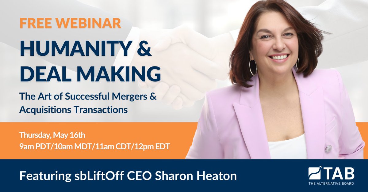 🌟 Free Live Webinar Alert! 🌟 Join us for an insightful discussion on the human side of M&A transactions. Register here 👉 thealternativeboard.com/bossexit2024 #tabboards #businesscoaching #mergersandacquisitions